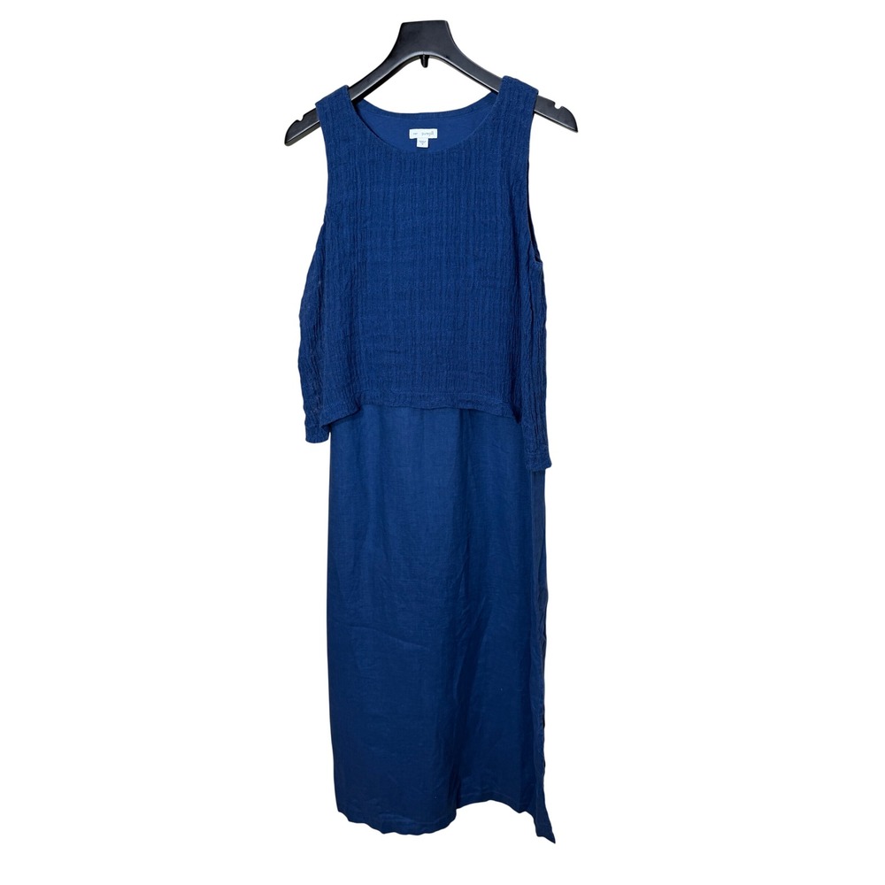 Pure Jill J. Jill Royal Blue‎ Linen Layered Maxi Dress Sleeveless Womens Medium